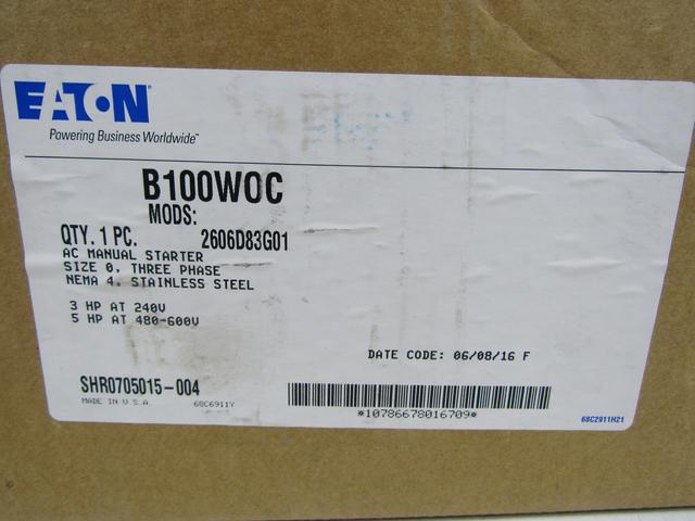B100W0C Part Image. Manufactured by Eaton.