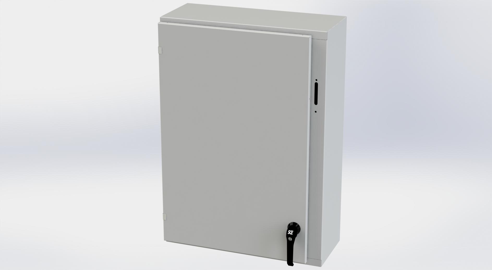 Saginaw Control SCE-36XEL2510LPLG XEL LP Enclosure, Height:36.00", Width:25.38", Depth:10.00", RAL 7035 gray powder coating inside and out. Optional sub-panels are powder coated white.
