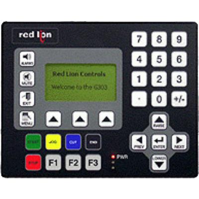 Red Lion G303S000 HMI operator touchscreen panel with soft Keys - for indoor / outdoor use - Red Lion (HMIs (Human-Machine Interfaces) HMI G303 series) - 3.2" / 128x64pixels FSTN LCD monochrome display with yellow L.E.D. backlight with 32-btns. keypad + 8 relegendable func