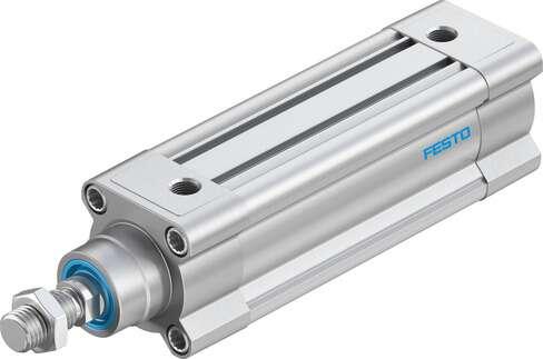 Festo 1366952 standards-based cylinder DSBC-50-100-PPVA-N3 With adjustable cushioning at both ends. Stroke: 100 mm, Piston diameter: 50 mm, Piston rod thread: M16x1,5, Cushioning: PPV: Pneumatic cushioning adjustable at both ends, Assembly position: Any