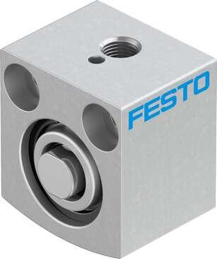 Festo 530566 short-stroke cylinder AEVC-12-5-P Without thread on piston rod Stroke: 5 mm, Piston diameter: 12 mm, Spring return force, retracted: 4 N, Cushioning: P: Flexible cushioning rings/plates at both ends, Assembly position: Any