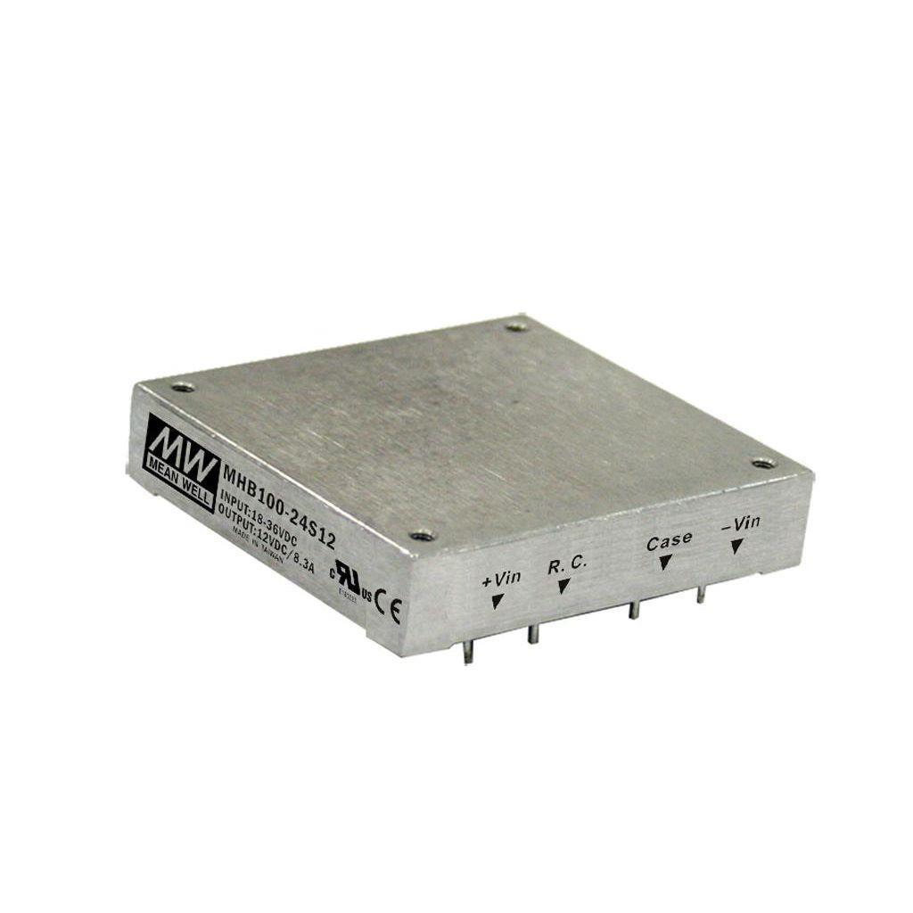 MEAN WELL MHB100-24S24 DC-DC Converter PCB mount; Input 18-36Vdc; Output 24Vdc at 4.17A; Half brick