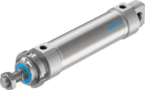 Festo 196045 round cylinder DSNU-50-125-PPV-A For position sensing, with adjustable end-position cushioning. Various mounting options, with or without additional mounting components. Stroke: 125 mm, Piston diameter: 50 mm, Piston rod thread: M16x1,5, Cushioning: PPV: 