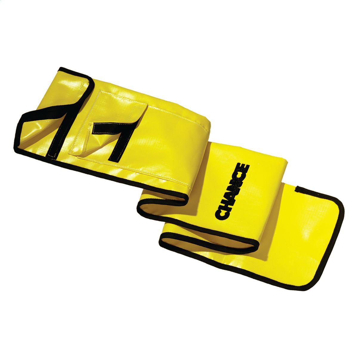 Hubbell P6435 TOOL BAG, 6'8" L X 9" W, Chance waterproof storage bags help guard against contaminants and abrasion to help maintain the insulating properties of hotline tools. Yellow heavy-duty vinyl-impregnated fabric lasts for years of rugged service. Snaps, Velcro� 