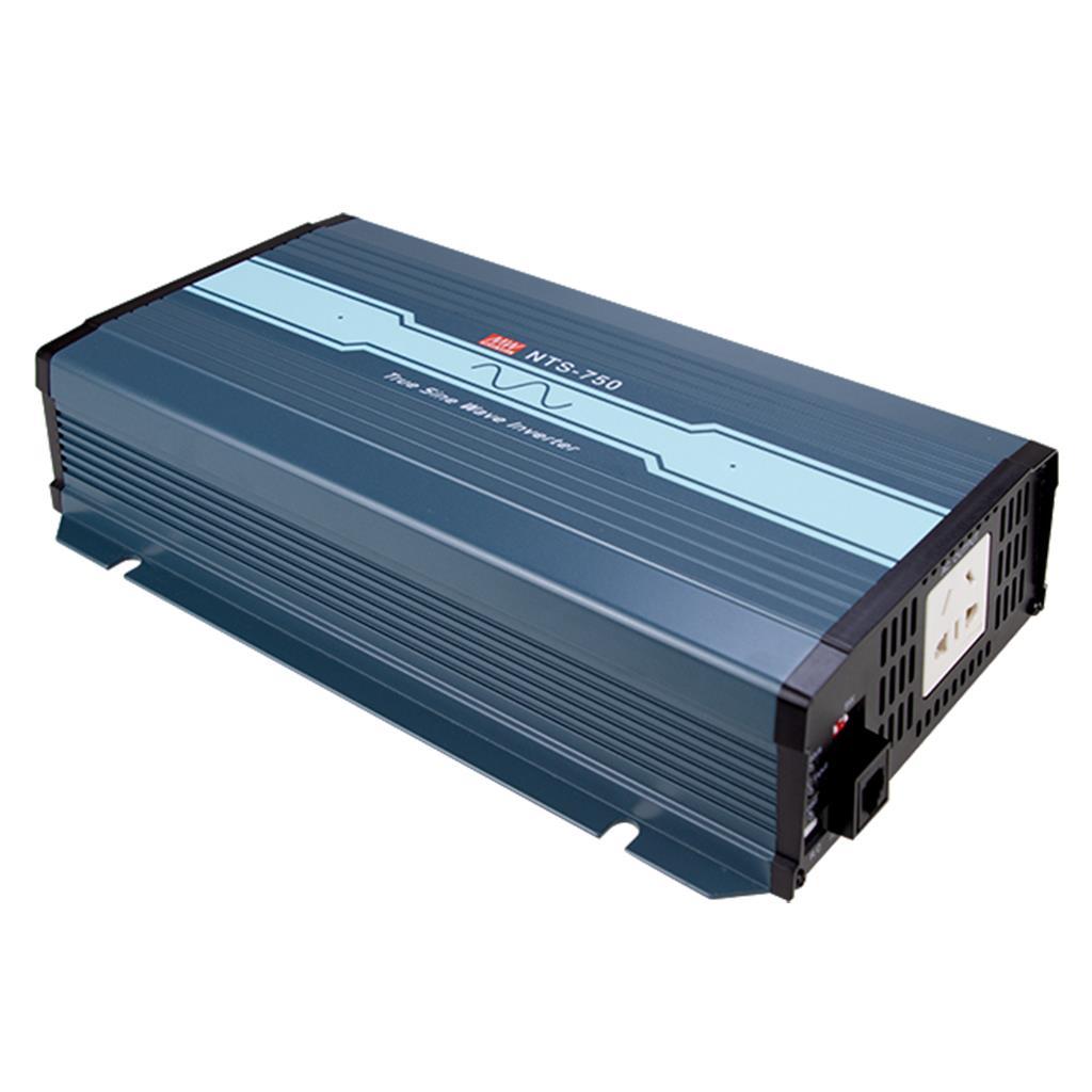 MEAN WELL NTS-750-212AU DC-AC True Sine Wave Inverter 750W; Input 12Vdc; Output 200/220/230/240VAC selectable by DIP switches; remote ON/OFF; Fanless design; AC output socket for Australia
