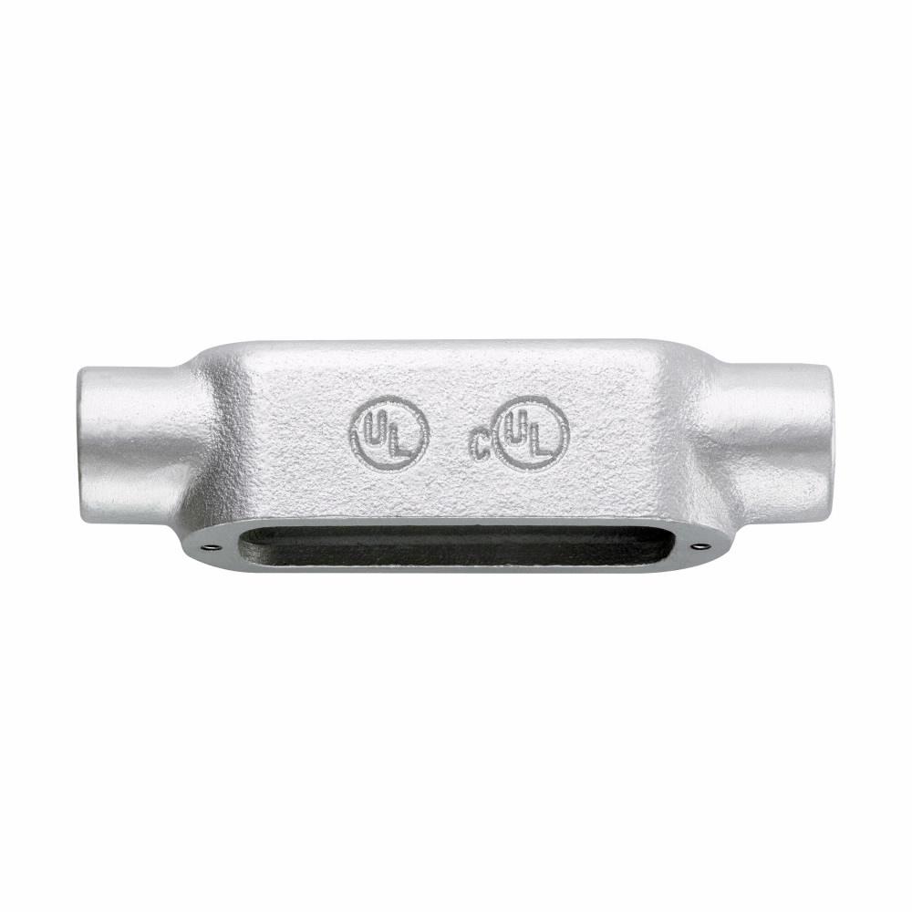 Eaton Corp C100M HDG Eaton Crouse-Hinds series Condulet Form 5 conduit outlet body, Malleable iron, Hot dip galvanized finish, C shape, 1"