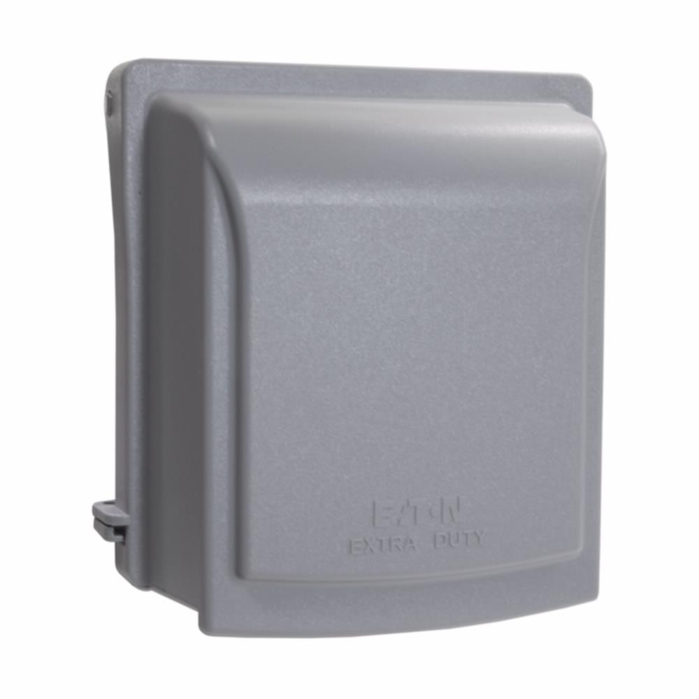 Eaton WIUM2DG1 Eaton Crouse-Hinds series extra duty while-in-use cover, Gray, 3.125" deep, Die cast aluminum, Vertical, 55:1 configuration, Two-gang
