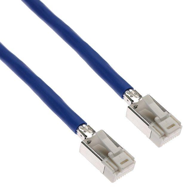 Mencom CX8JM-8MMP-4M-IC Ethernet , Cordset, 4 Pairs, Shielded Cable, Not shielded to coupling nut, RJ45 Male / RJ45 Male Straight, 4M, 24awg, 2.1A, PVC