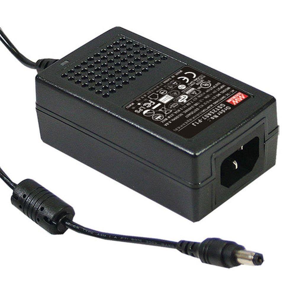MEAN WELL GST25A15-P1J AC-DC Industrial desktop adaptor; Output 15Vdc at 1.66A; 3 pole AC inlet IEC320-C14