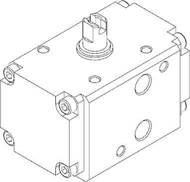 Festo 549666 semi-rotary drive DAPS-0008-090-R-F03 double-acting, Namur valves, no direct flange mounting Size of actuator: 0008, Flange hole pattern: F03, Swivel angle: 90 deg, Shaft connection depth: 10,1 mm, Fitting connection conforms to standard: ISO 5211