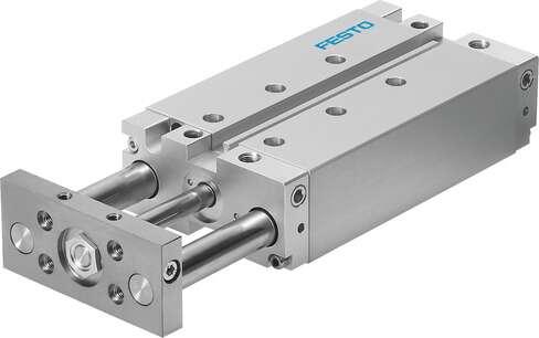 Festo 570580 guided drive DFM-N-32-40-B-P-A-GF With integrated guide. Stroke: 40 mm, Piston diameter: 32 mm, Operating mode of drive unit: Yoke, Cushioning: P: Flexible cushioning rings/plates at both ends, Assembly position: Any