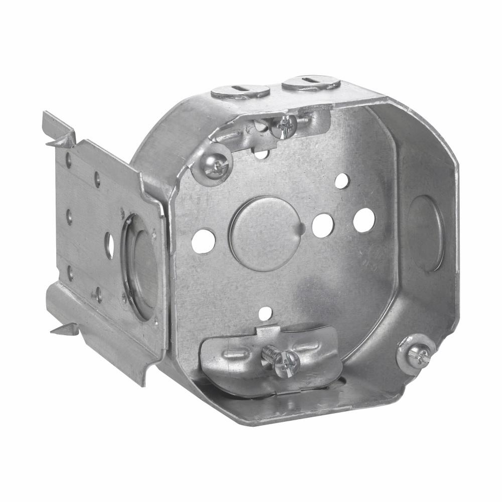 Eaton Corp TP302 Eaton Crouse-Hinds series Octagon Outlet Box, (1) 1/2", 4", C, 4, NM clamps, 1-1/2", Steel, (2) 1/2", Fixture rated, 15.5 cubic inch capacity