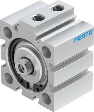 Festo 188238 short-stroke cylinder ADVC-40-10-I-P No facility for sensing, piston-rod end with female thread. Stroke: 10 mm, Piston diameter: 40 mm, Based on the standard: (* ISO 6431, * Hole pattern, * VDMA 24562), Cushioning: P: Flexible cushioning rings/plates at b