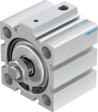 Festo 188259 short-stroke cylinder AEVC-50-25-A-P No facility for sensing, piston-rod end with male thread. Stroke: 25 mm, Piston diameter: 50 mm, Spring return force, retracted: 40 N, Based on the standard: (* ISO 6431, * Hole pattern, * VDMA 24562), Cushioning: P: F