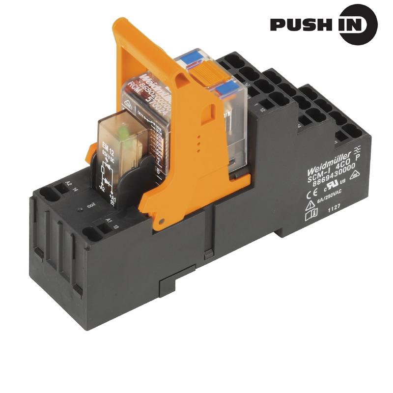 Weidmuller 8921080000 RIDERSERIES RCM, Relay module, Number of contacts: 2,  CO contact AgNi, Rated control voltage: 24 V DC, Continuous current: 12 A, PUSH IN, Test button available: Yes