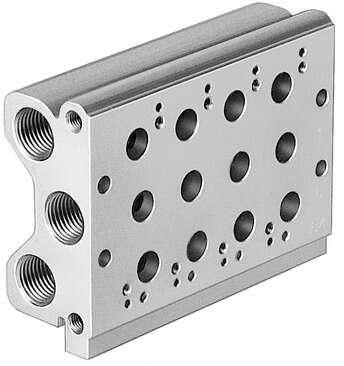 Festo 33480 manifold block PRS-ME-1/8-9 Max. number of valve positions: 9, Material of connecting plate: Aluminium
