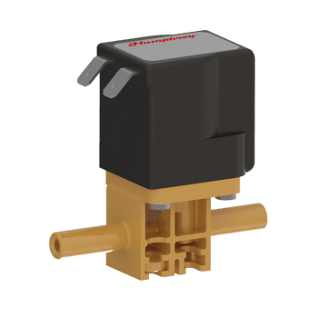 Humphrey 35045300 Solenoid Valves, Small 2-Way & 3-Way Solenoid Operated, Number of Ports: 2 ports, Number of Positions: 2 positions, Valve Function: Normally Closed, Piping Type: Inline, Direct Piping, Size (in)  HxWxD: 2.58 x 1.21 x 1.49, Media: Aggressive Liquids & Gase