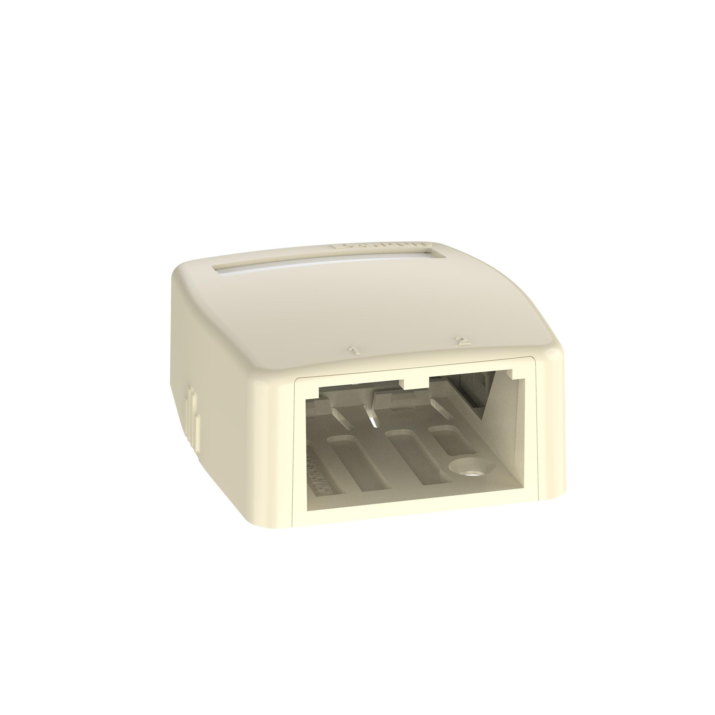 Panduit CBXQ2EI-A SURFACE MNT BOX 2-PORT MINICOMW/ QUICK RELEASE COVER ANDADHESIVE, IVORY