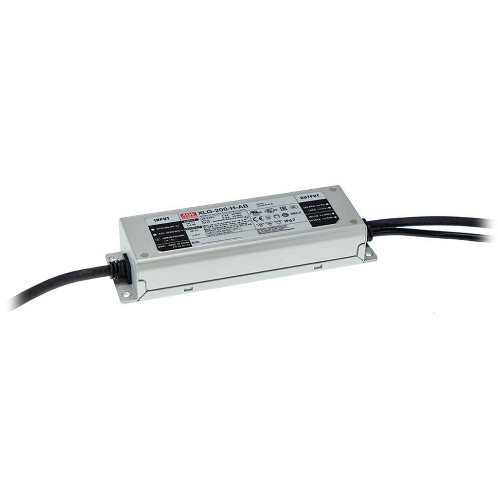 MEAN WELL XLG-200-24 AC-DC Single output LED driver Constant Power Mode with built-in PFC; Output 24Vdc at 8.3A; Metal housing design; IP67; Io and Vo fixed for harsh environment