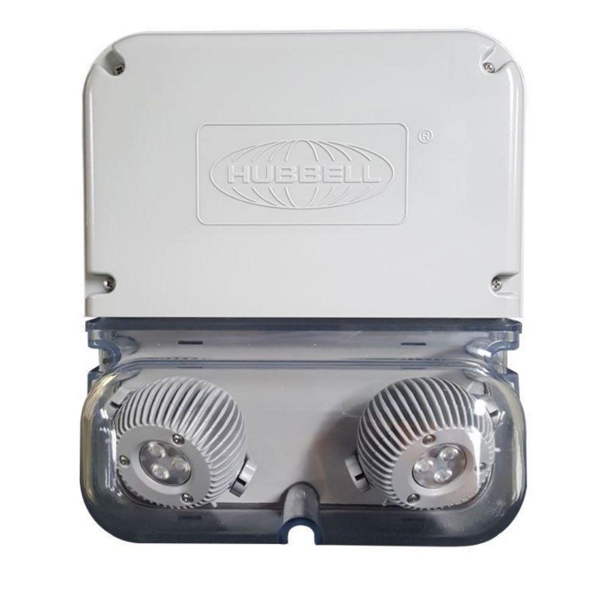 Hubbell NEBS6-C2D1 NEBS Series 6 Watt Capacity Class 2 Division 1 Rated Emergency Light Unit With 3 Watt Heads  ; Provides the same level of lumen output with no light degradation for the full 90 minutes of battery discharge. ; Flame-rated, UV stable thermoplastic housing w