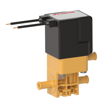 Humphrey 37011710 Solenoid Valves, Small 2-Way & 3-Way Solenoid Operated, Number of Ports: 3 ports, Number of Positions: 2 positions, Valve Function: Diverter, Piping Type: Inline, Direct Piping, Size (in)  HxWxD: 2.99 x 1.21 x 1.76, Media: Aggressive Liquids & Gases