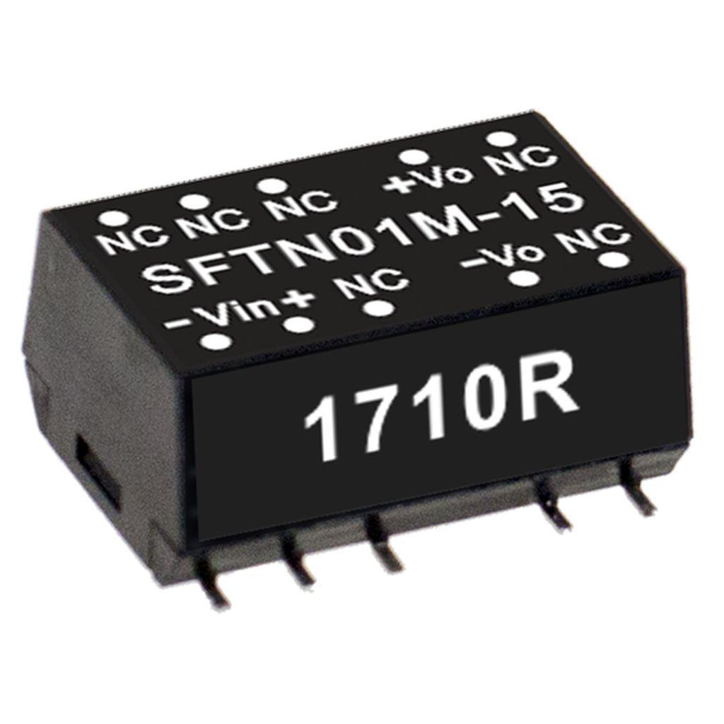 MEAN WELL SFTN01L-12 DC-DC Converter PCB mount; Input 4.5-5.5Vdc; Single Output 12Vdc at 0.084A; 1 second short protection; SMD package