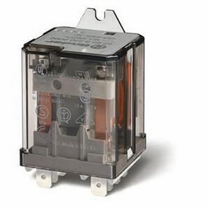 Finder 62.82.9.024.0040 Electromechanical power relay with mechanical indicator - Finder (62 series) - Control coil voltage 24Vdc - 2 poles (2P) - 2C/O / DPDT (Double Pole Double Throw) contact - Rated current 16A (250Vac; AC-1) / 16A (30Vdc; DC-1) - Rated switching power 750VA 