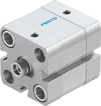 Festo 536259 compact cylinder ADN-25-5-I-P-A Per ISO 21287, with position sensing and internal piston rod thread Stroke: 5 mm, Piston diameter: 25 mm, Piston rod thread: M6, Cushioning: P: Flexible cushioning rings/plates at both ends, Assembly position: Any