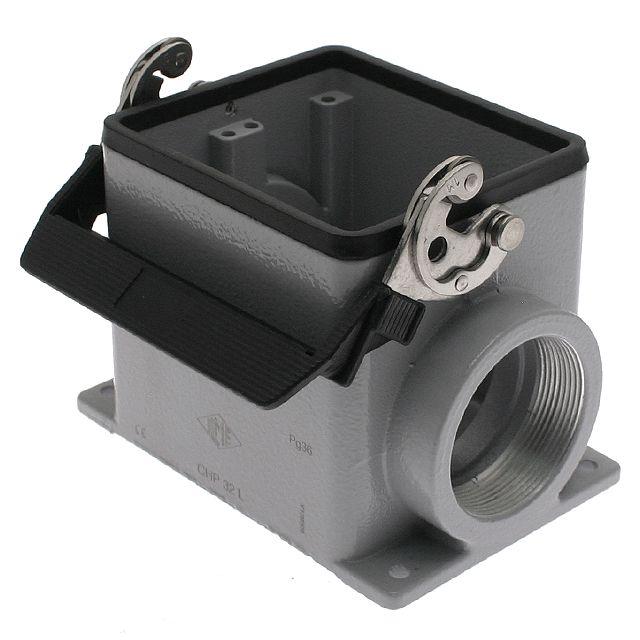 Mencom CHP-32L2 Standard, Rectangular Base, Single Latch, Surface mount, size 77.62, 2 Side PG36 cable entries