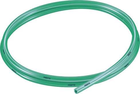 Festo 8048687 plastic tubing PUN-H-6X1-TGN Approved for use in food processing (hydrolysis resistant) Outside diameter: 6 mm, Bending radius relevant for flow rate: 26 mm, Inside diameter: 4 mm, Min. bending radius: 10 mm, Tubing characteristics: Suitable for energy ch