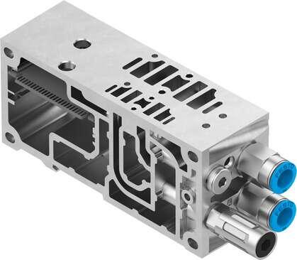 Festo 8068911 manifold sub-base VABV-S4-12HS-G-CB-2T2 Width: 46 mm, CE mark (see declaration of conformity): to EU directive low-voltage devices, Corrosion resistance classification CRC: 0 - No corrosion stress, Product weight: 512 g, Pneumatic connection, port  2: (* 