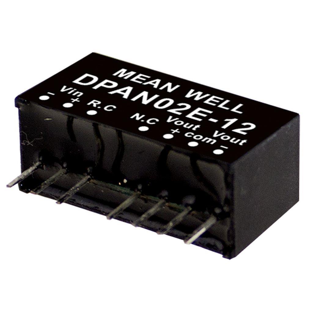 MEAN WELL DPAN02C-05 DC-DC Converter PCB mount; Input 36-75Vdc; Dual Output ±5Vdc at 0.2A; SIP Through hole package
