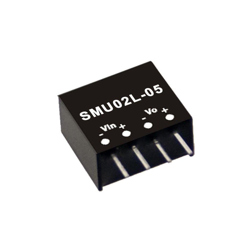 MEAN WELL SMU02L-05 DC-DC Unregulated Single Output Converter; Output 5VDC at 0.4A; 1500VDC I/O isolation; SIP package