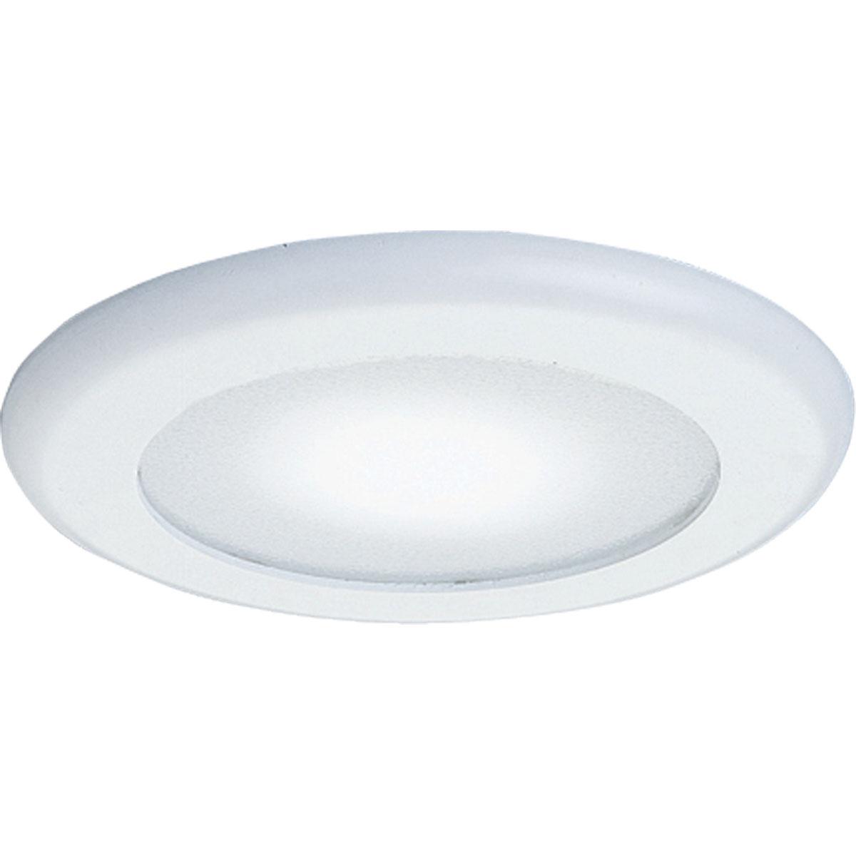 Hubbell P8008-60 6" Flat Albalite Trim with Reflector in a bright white finish with white glass and non-metallic flange. Wet location listed.  ; Flat Albalite glass lens. ; Bright white finish. ; No light leaks around trim flange.