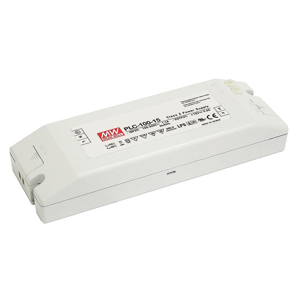 MEAN WELL PLC-100-15 AC-DC Single output LED driver Constant Voltage (CV); Output 15Vdc at 5A; I/O screw terminal block