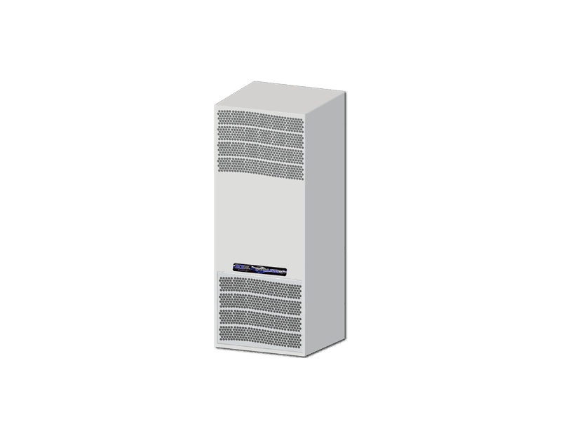 Saginaw Control SCE-AC2550B230V Conditioner, Air - 2550 BTU/Hr. 230 Volt, Height:32.68", Width:12.00", Depth:10.63", Powder coated steel Cover RAL 7035 River Texture over Aluzinc coated steel