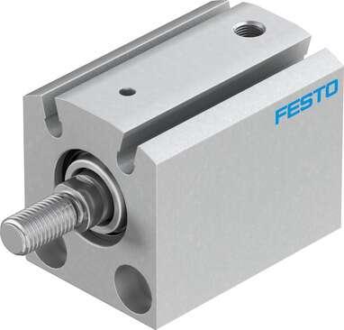 Festo 188103 short-stroke cylinder AEVC-16-10-A-P-A For proximity sensing, piston-rod end with male thread. Stroke: 10 mm, Piston diameter: 16 mm, Spring return force, retracted: 5 N, Cushioning: P: Flexible cushioning rings/plates at both ends, Assembly position: Any
