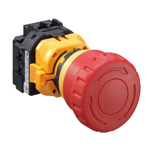 Idec XW1E-BV413MFR 22mm Emergency-Stop, IDEC's innovative Safe Break Action ensures all NC contacts open if the contact block is separated from the operator, NEW Smooth button option resists dirt buildup and provides attractive appearance, Smooth button models also feature 