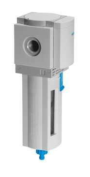 Festo 539206 fine filter MS4N-LFM-1/8-BUV 1 µm filter, metal bowl guard, fully automatic condensate drain, flow direction from left to right. Series: MS, Size: 4, Design structure: Fibre filter, Grade of filtration: 1 µm, Condensate drain: fully automatic