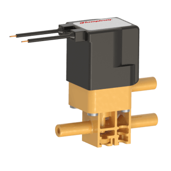 Humphrey 37035530 Solenoid Valves, Small 2-Way & 3-Way Solenoid Operated, Number of Ports: 3 ports, Number of Positions: 2 positions, Valve Function: Diverter, Piping Type: Inline, Direct Piping, Size (in)  HxWxD: 2.99 x 1.21 x 1.76, Media: Aggressive Liquids & Gases