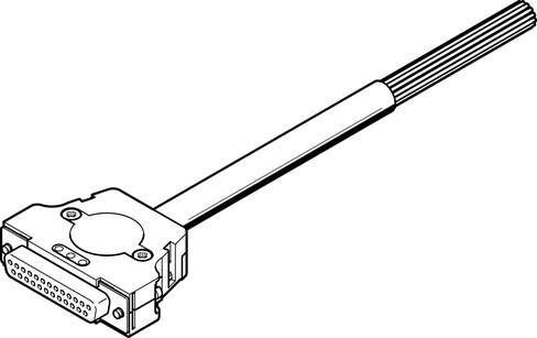 Festo 538224 connecting cable NEBV-S1G25-K-10-N-LE15 For multi-pin plug connection to valve terminal VTUB, with Sub-D plug, 15-pin. Mounting type: 4-40 UNC-2B, Product weight: 1270 g, Electrical connection 1: Socket sub-D, 25-pin, Electrical connection 2: Open end, 15