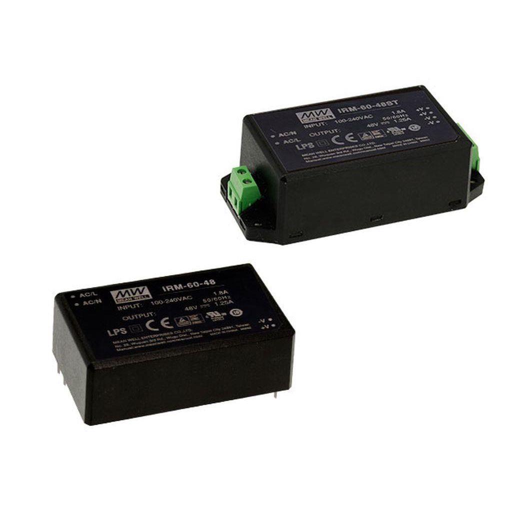 MEAN WELL IRM-60-48 AC-DC Single output Encapsulated power supply; Output 48Vdc at 1.25A; PCB mount style; miniature size