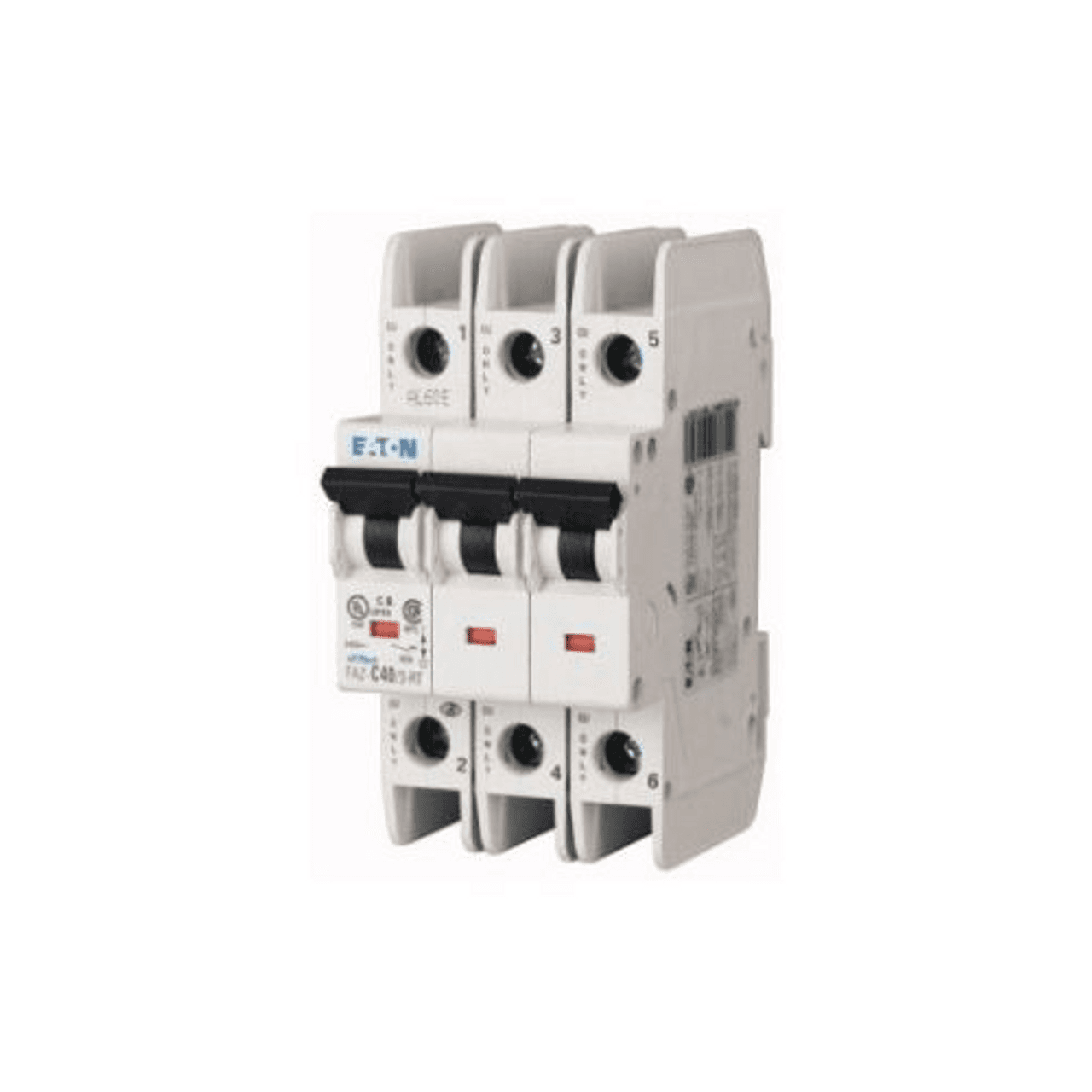 Eaton FAZ-D5/3-RT 277/480 VAC 50/60 Hz, 5 A, 3-Pole, 10/14 kA, 10 to 20 x Rated Current, Ring Tongue Terminal, DIN Rail Mount, Standard Packaging, D-Curve, Current Limiting, Thermal Magnetic