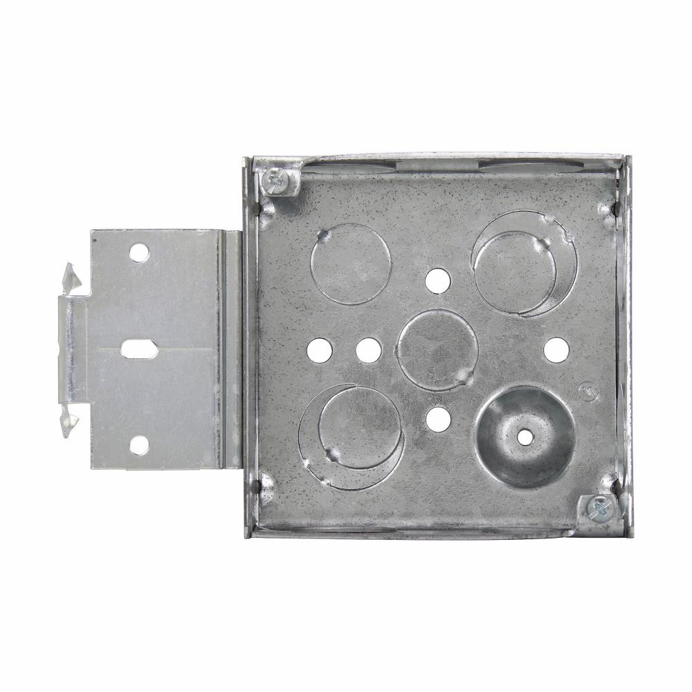Eaton Corp TP467MSB Eaton Crouse-Hinds series Square Outlet Box, (2) 1/2", (2) 1/2", (1) 3/4" E, 4", MSB, Conduit (no clamps), Welded, 1-1/2", Steel, (8) 3/4", 22.0 cubic inch capacity