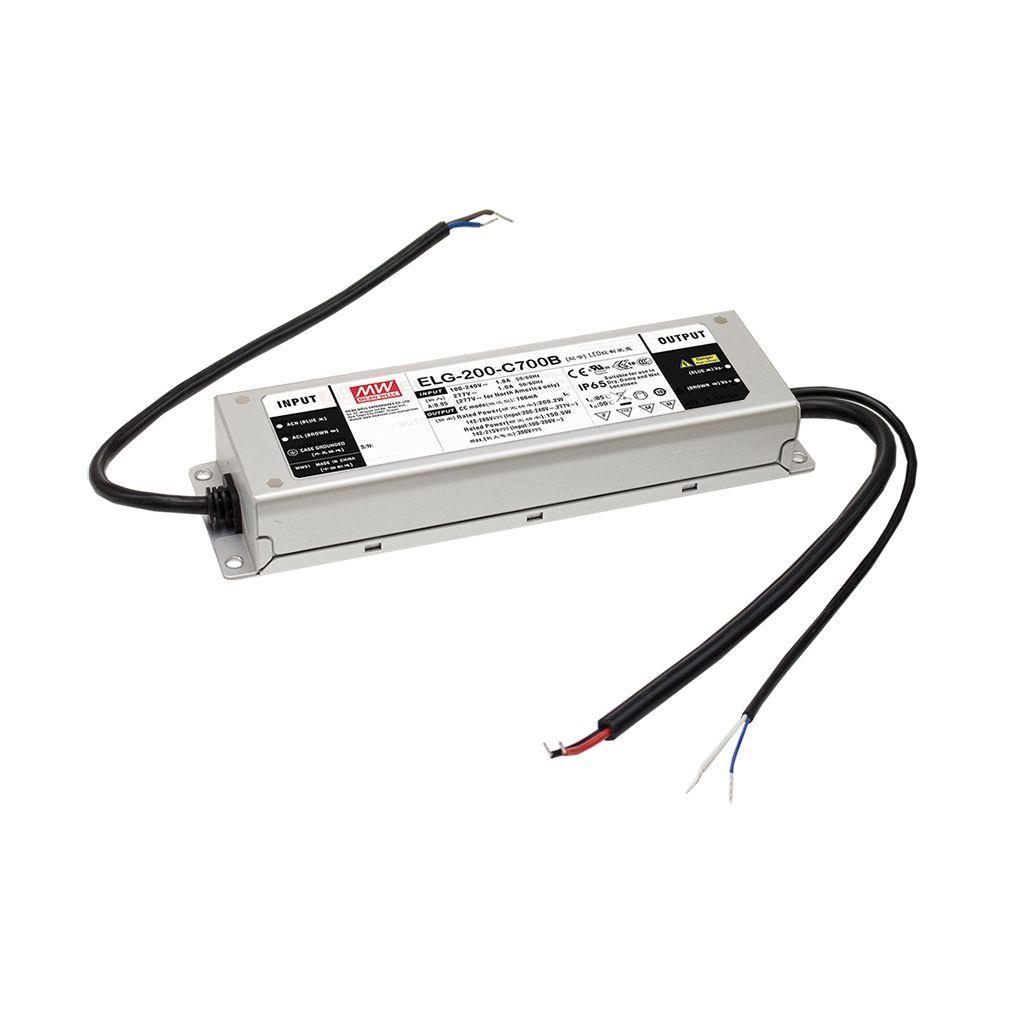MEAN WELL ELG-200-C700AB AC-DC Single output LED Driver (CC) with PFC; Output 286Vdc at 0.7A; Dimming with 0-10Vdc 10V PWM resistance; IP65; Io adjustable through built-in potentiometer