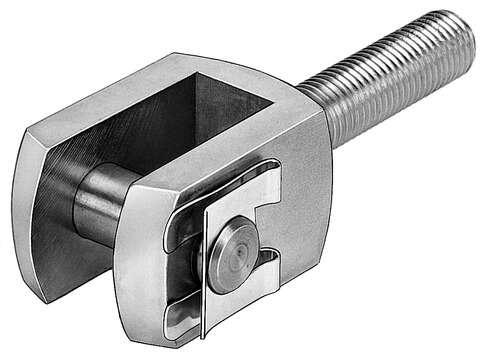 Festo 10770 rod clevis SGA-M27X2 With male thread, for swivelling cylinder mounting. Size: M27x2, Radial deviation +/-: 5 mm, Angle compensation +/-: 120 deg, Assembly position: Any, Threaded connection: Male thread M27x2