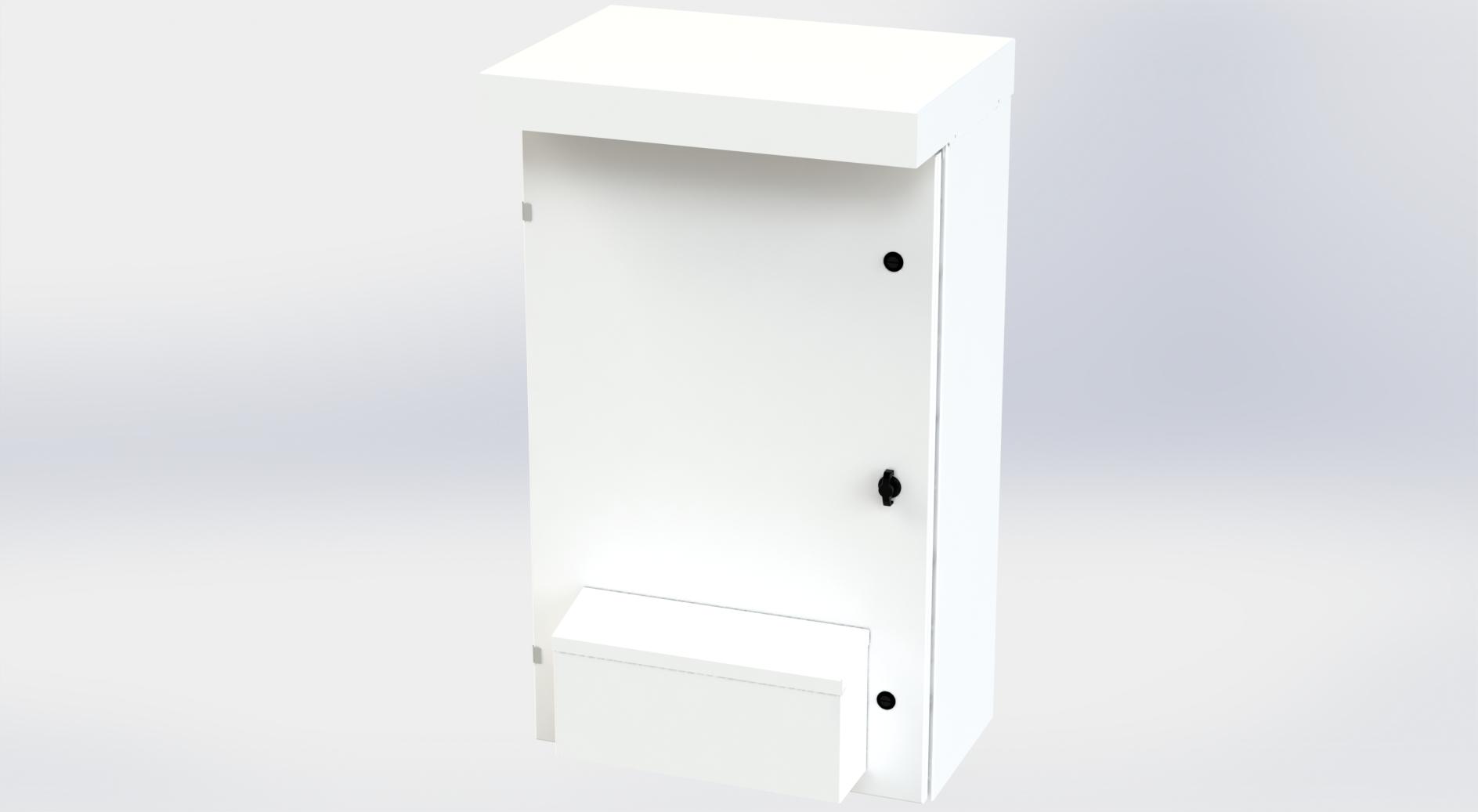 Saginaw Control SCE-41VR2412 Enclosure, Vented Type 3R, Height:41.00", Width:24.00", Depth:12.00", White powder coating inside and out. Optional sub-panels are powder coated white.