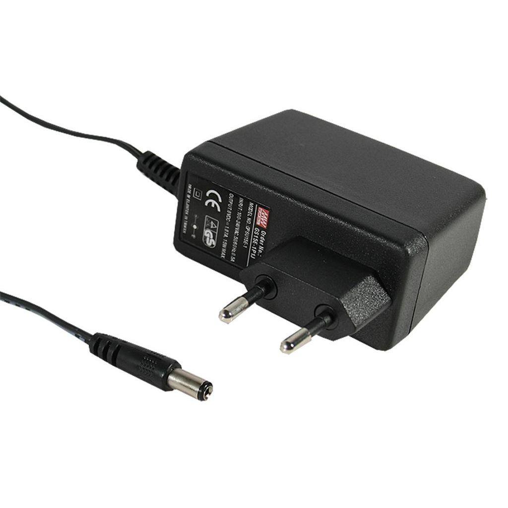 MEAN WELL GS15E-0P1J AC-DC Wall mount adaptor; Output 3.3Vdc at 2.18A; 2 pin Euro plug