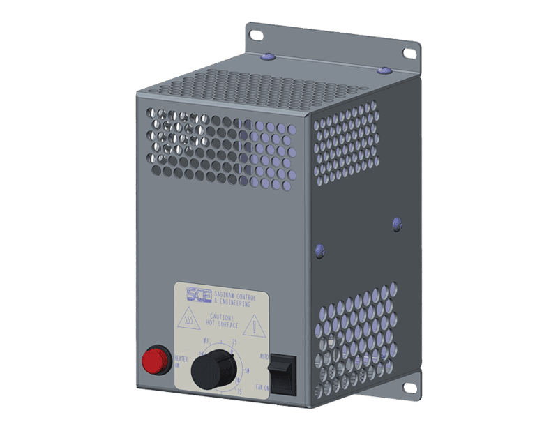 Saginaw Control SCE-HF8002B Heater W/ Thermostat (230 Volt), Height:7.47", Width:4.38", Depth:4.56", Brushed Aluminum