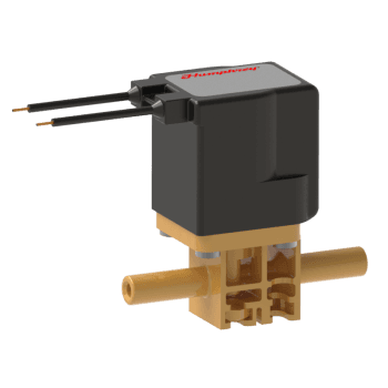 Humphrey 35045500 Solenoid Valves, Small 2-Way & 3-Way Solenoid Operated, Number of Ports: 2 ports, Number of Positions: 2 positions, Valve Function: Normally Closed, Piping Type: Inline, Direct Piping, Size (in)  HxWxD: 2.58 x 1.21 x 1.76, Media: Aggressive Liquids & Gase